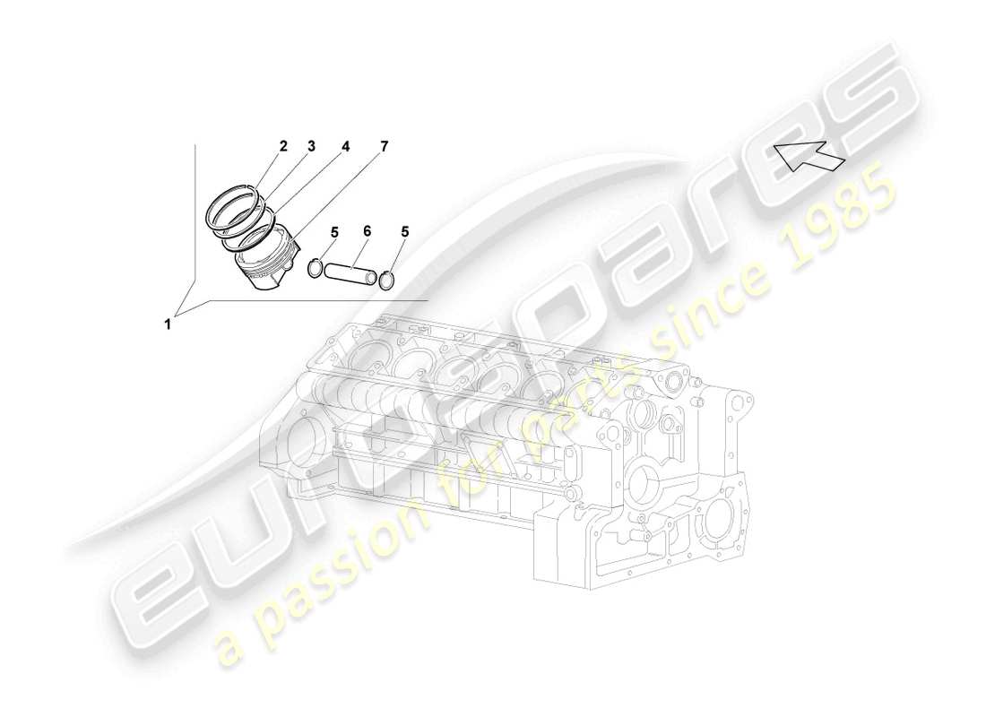 lamborghini lp640 coupe (2009) diagrama de piezas del pistón