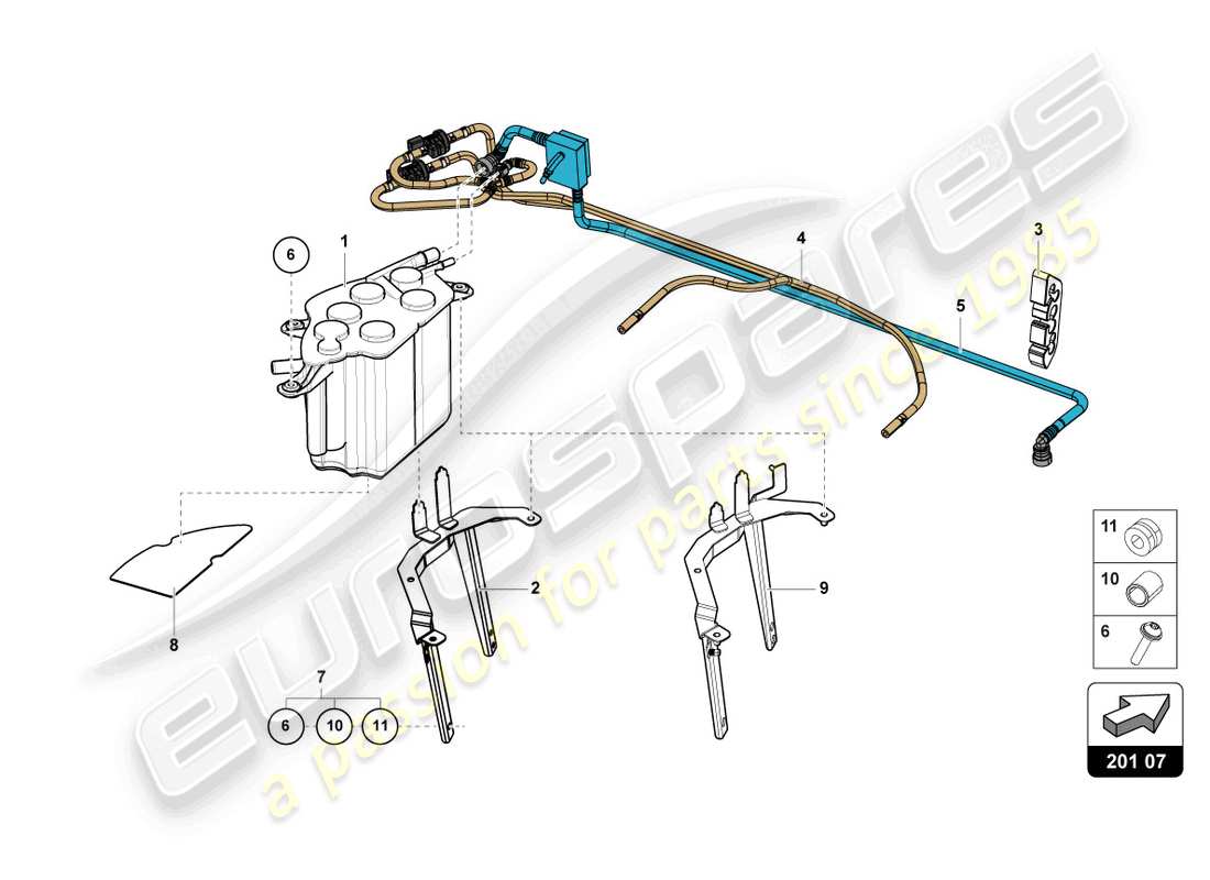 lamborghini countach lpi 800-4 (2022) sistema de filtro de carbón activado diagrama de piezas