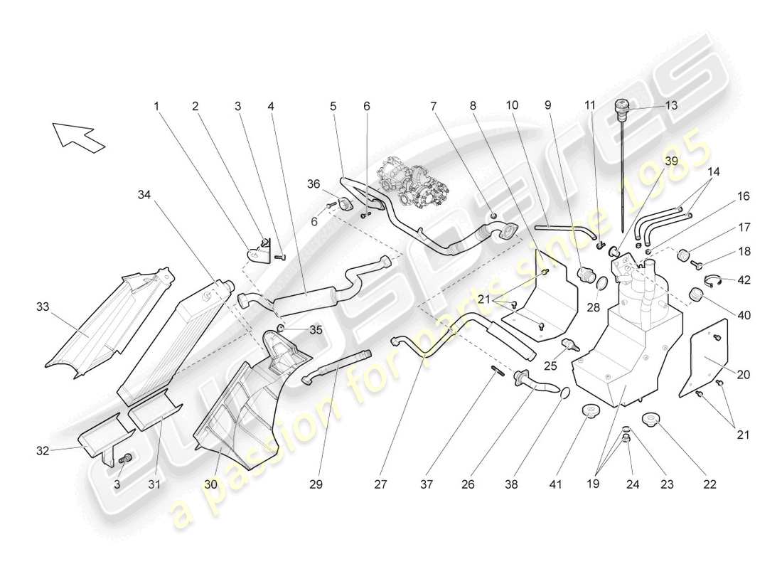 lamborghini gallardo spyder (2006) diagrama de piezas del enfriador de aceite