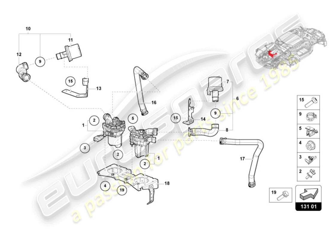 lamborghini revuelto coupe (2024) diagrama de piezas de la bomba de aire secundario