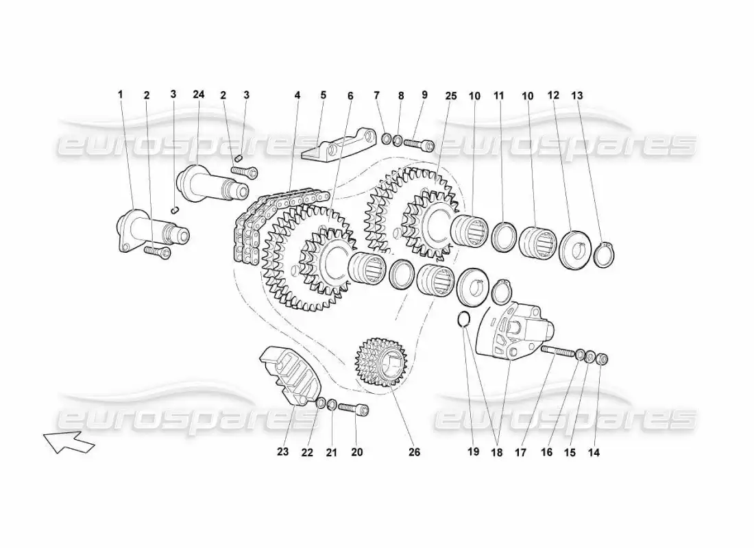 lamborghini murcielago lp670 sistema de sincronización de cabeza diagrama de piezas