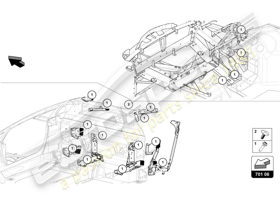 lamborghini 2022 (lp770-4 svj roadster) diagrama de piezas de sujetadores