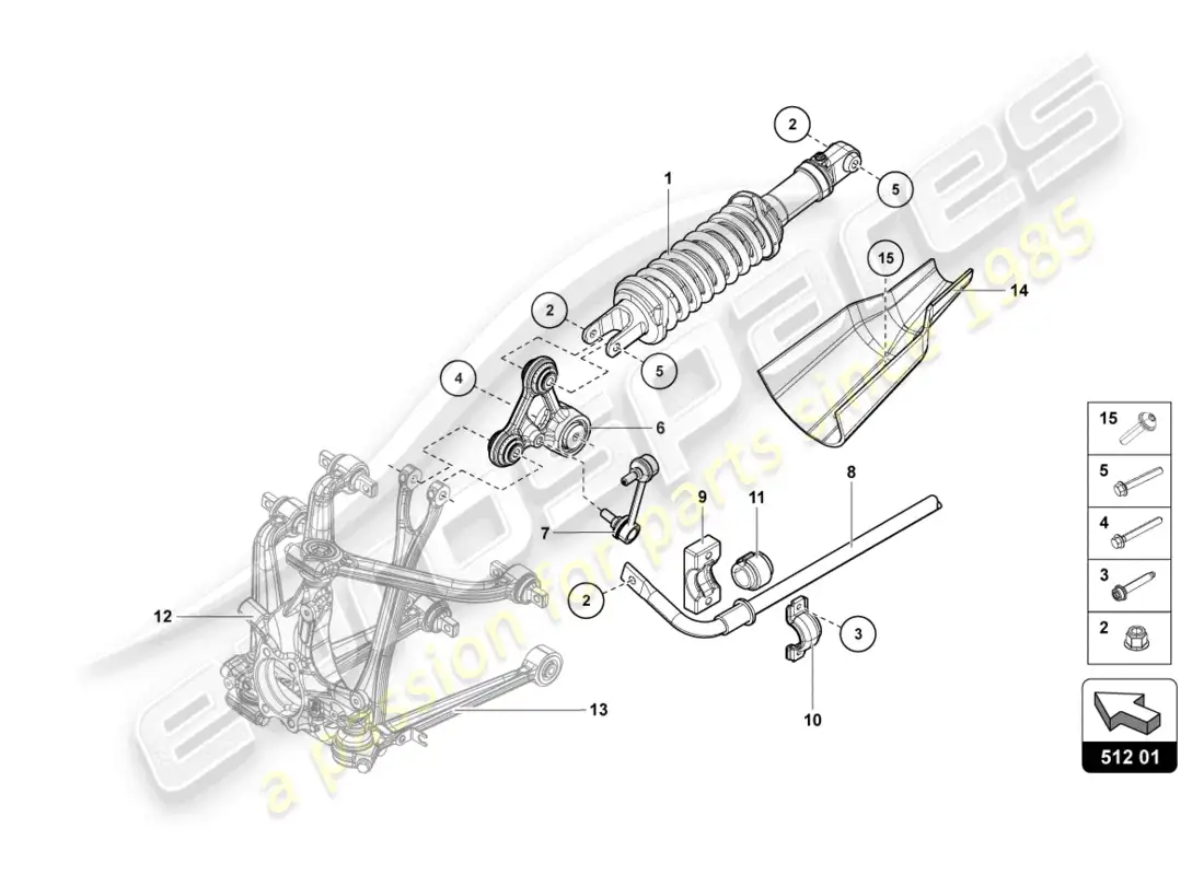 lamborghini lp700-4 roadster (2013) amortiguadores trasero diagrama de piezas