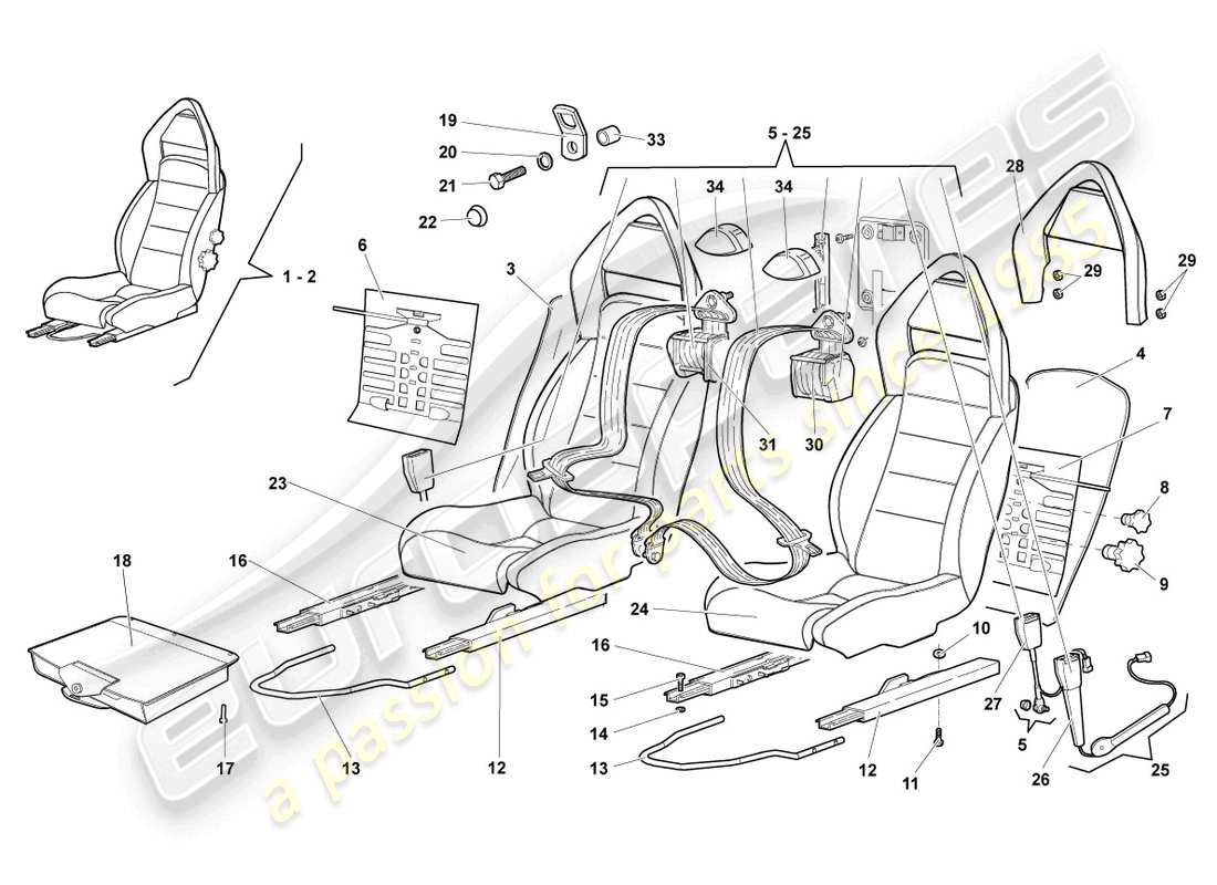 lamborghini reventon asiento completo diagrama de pieza