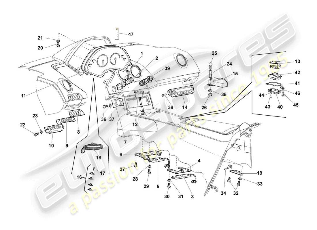lamborghini reventon diagrama de piezas del tablero