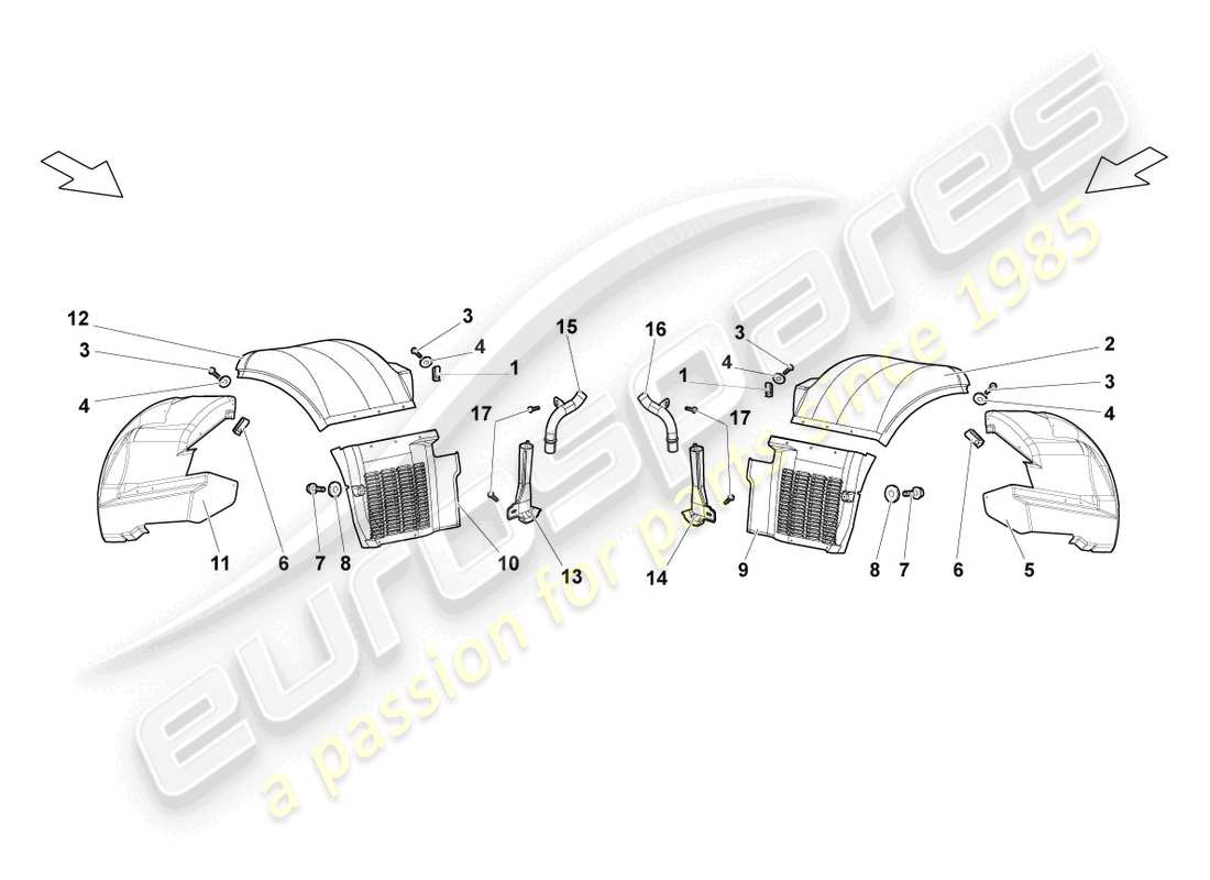 lamborghini lp640 coupe (2009) forro de rueda trasero diagrama de pieza