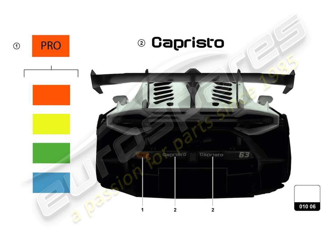 lamborghini super trofeo evo 2 (2022) pegatinas diagrama de piezas