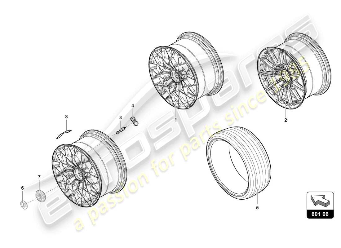 lamborghini sto (2021) ruedas/neumáticos trasero diagrama de piezas