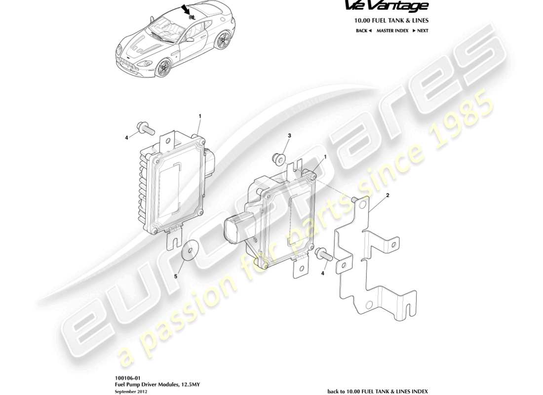 aston martin v12 vantage (2012) módulos de bomba de combustible, 12.5my diagrama de piezas