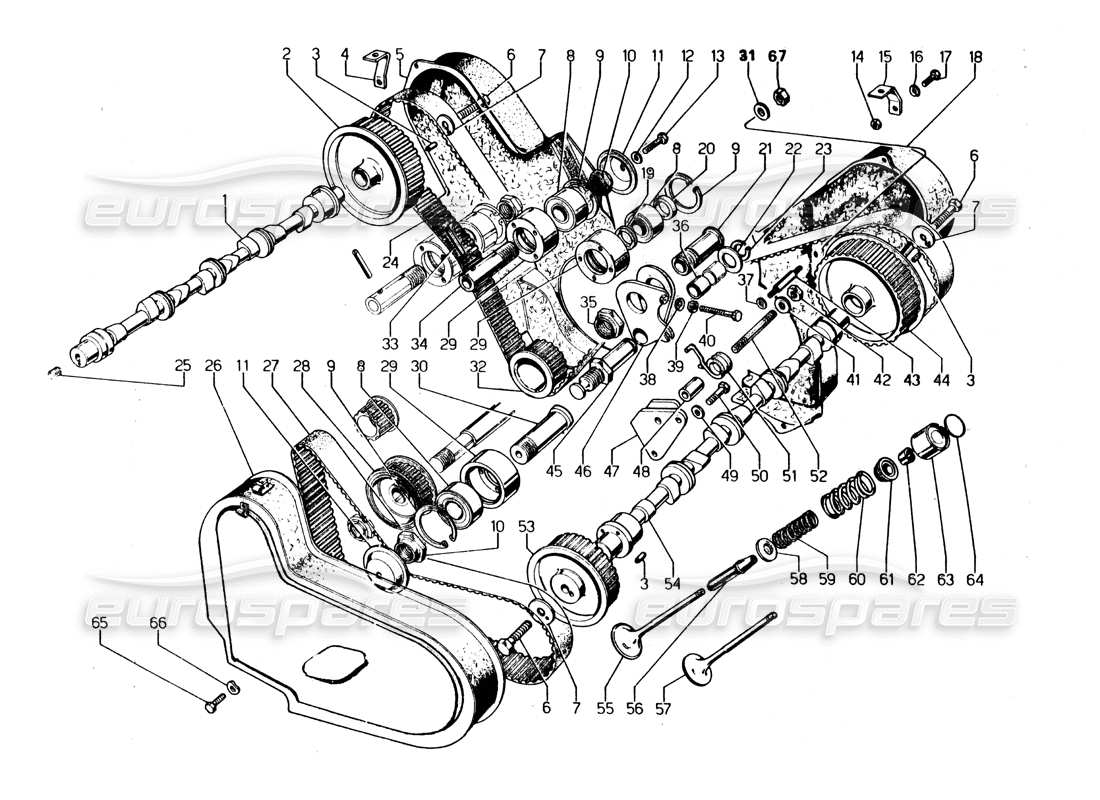 lamborghini urraco p250 / p250s diagrama de piezas de distribución