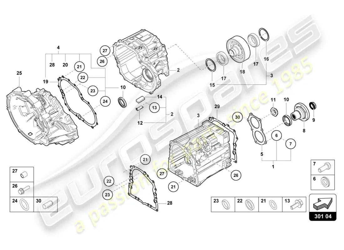 lamborghini lp700-4 roadster (2017) componentes exteriores para caja de cambios diagrama de piezas