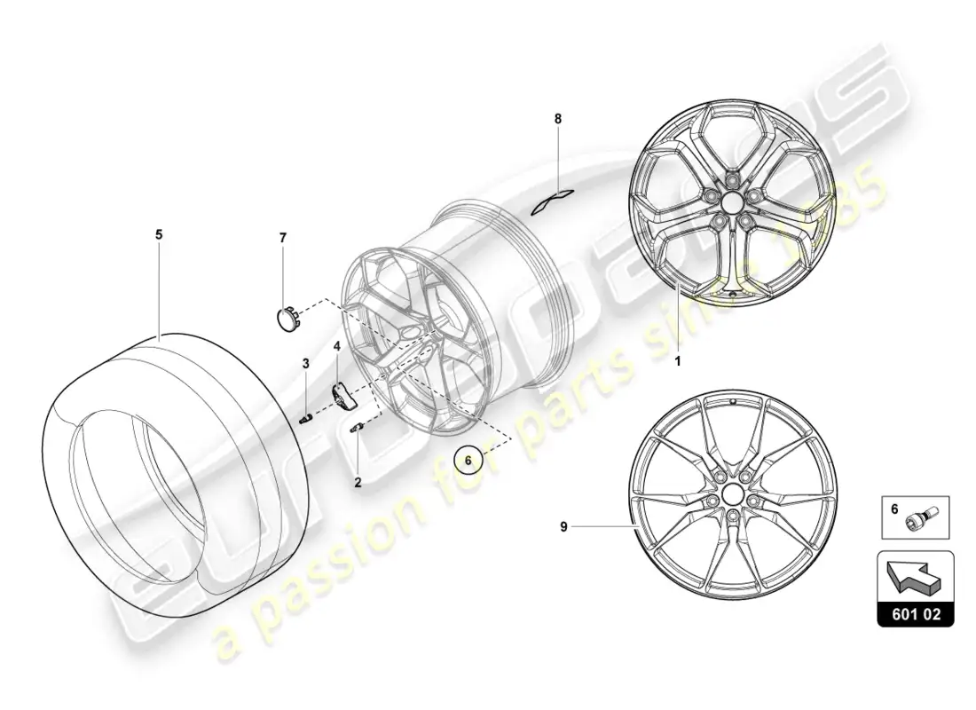 lamborghini lp700-4 coupe (2015) ruedas/neumáticos trasero diagrama de piezas