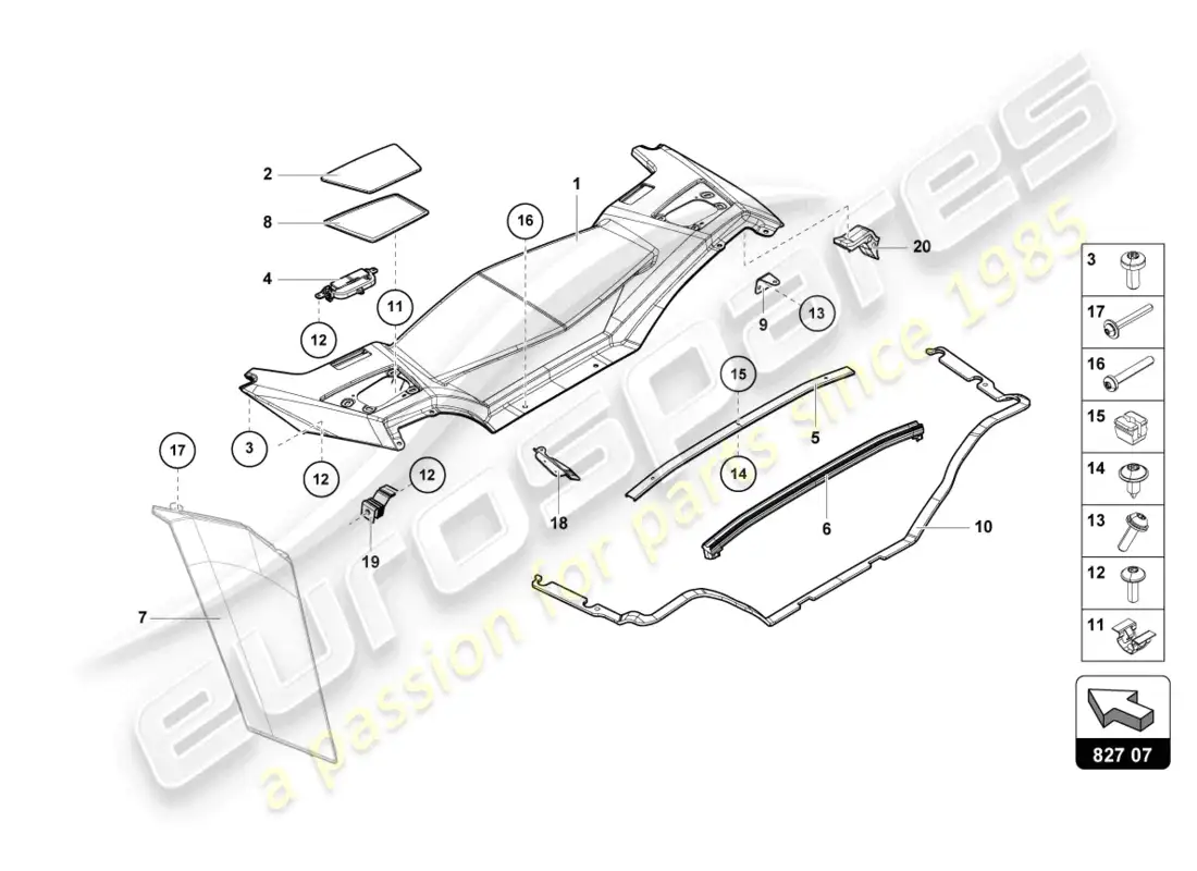 lamborghini lp700-4 roadster (2015) cubrir diagrama de piezas