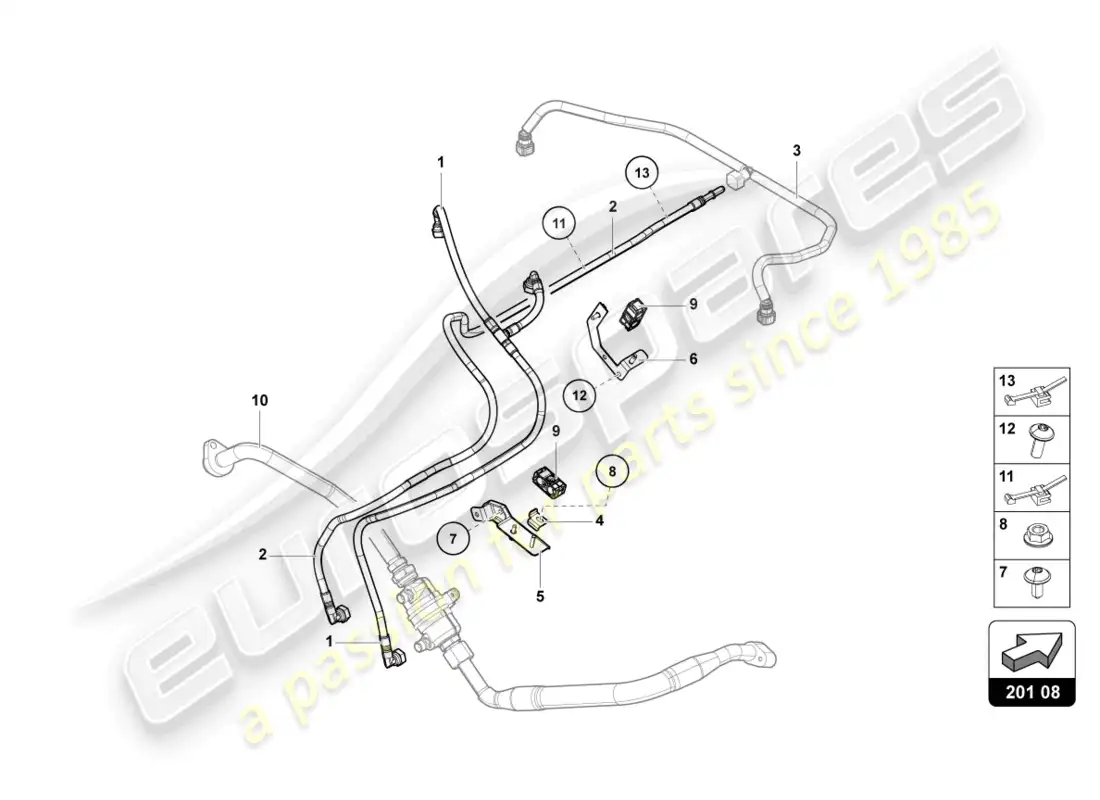 lamborghini lp700-4 roadster (2016) línea de combustible diagrama de piezas
