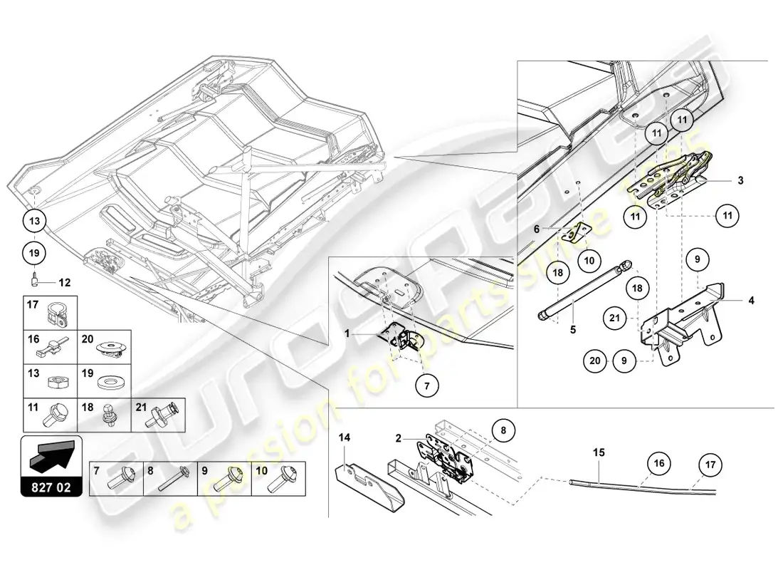 lamborghini lp700-4 coupe (2015) engine cover with insp. cover diagrama de piezas