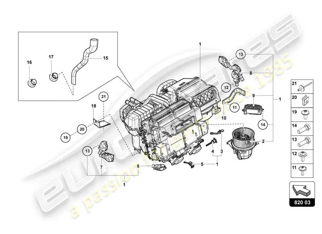 lamborghini sian (2021) aire acondicionado diagrama de piezas