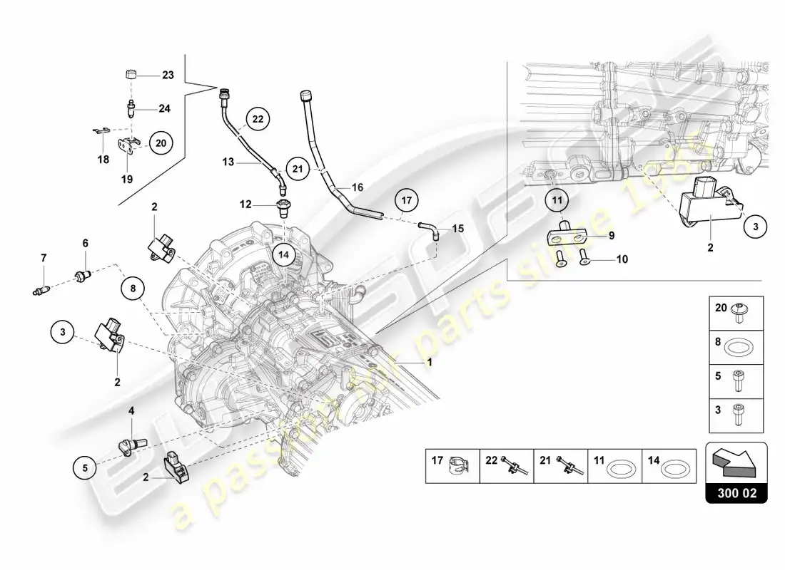 lamborghini centenario coupe (2017) diagrama de piezas de sensores