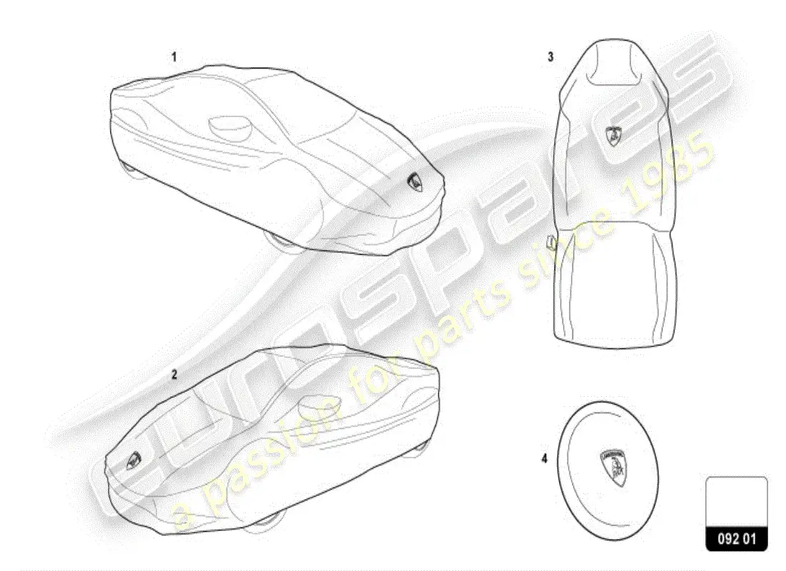 lamborghini huracan lp610-4 coupe (accessories) diagrama de piezas del juego de protector