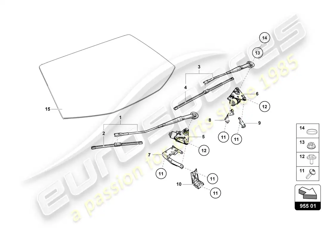 lamborghini lp610-4 coupe (2018) limpiaparabrisas diagrama de piezas