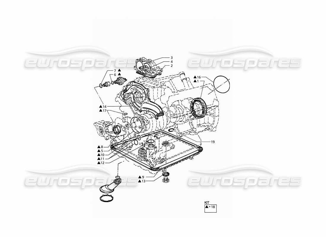 maserati qtp. 3.2 v8 (1999) diagrama de piezas de reparación de juntas y retenes de aceite