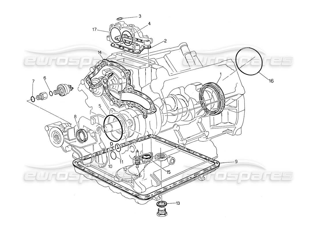 MASERATI BITURBO SPIDER DIAGRAMA DE PIEZAS DE REPARACIÓN DE JUNTAS Y RETENES DE ACEITE PARA EL BLOQUE maserati biturbo spider diagrama de piezas de reparación de juntas y retenes de aceite para el bloque