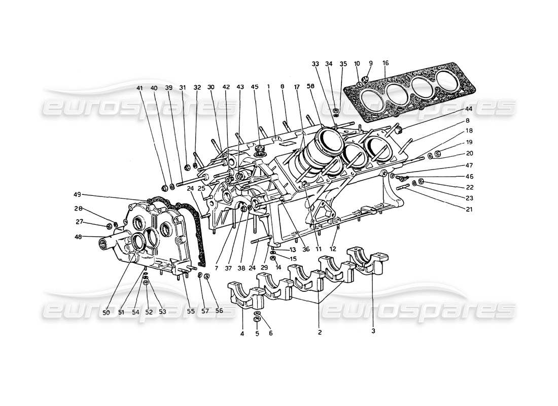 ferrari 208 gt4 dino (1975) diagrama de piezas del carter