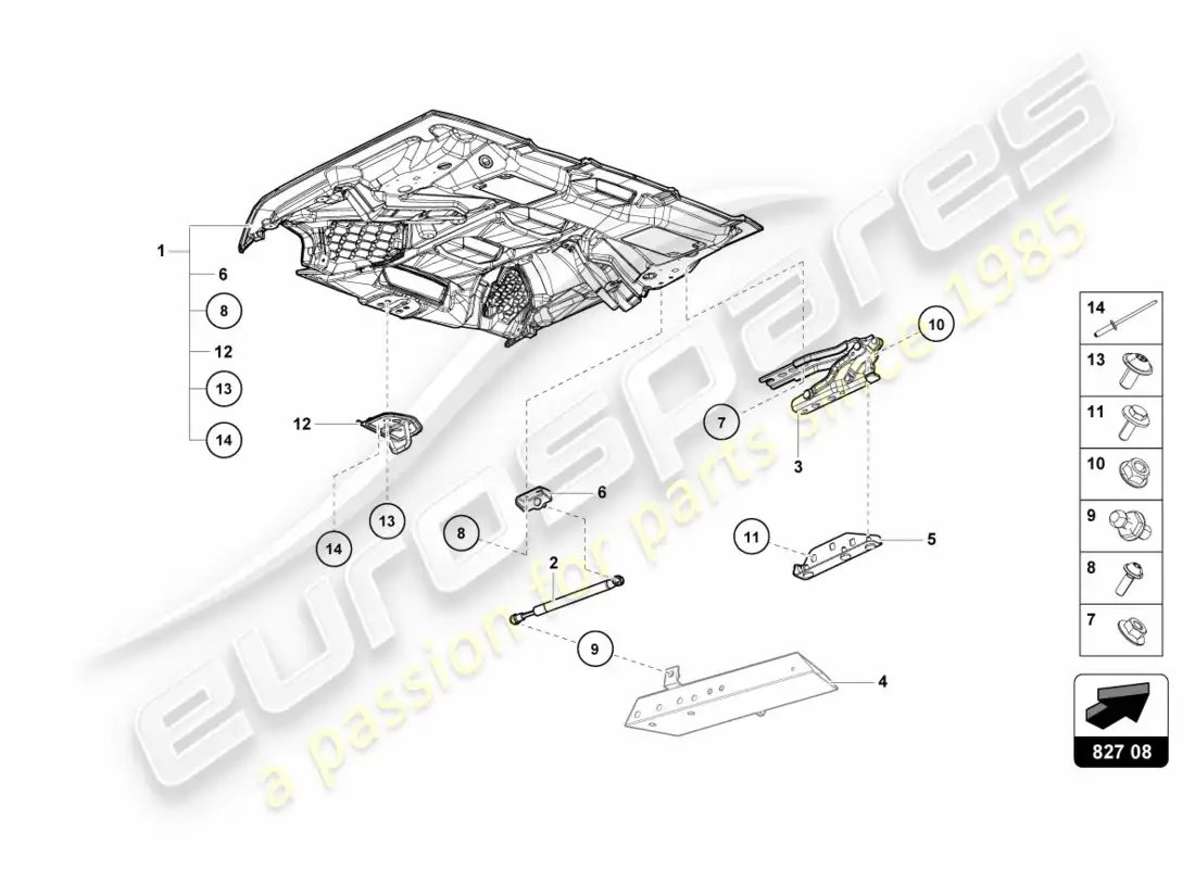 lamborghini performante spyder (2019) rear lid diagrama de piezas