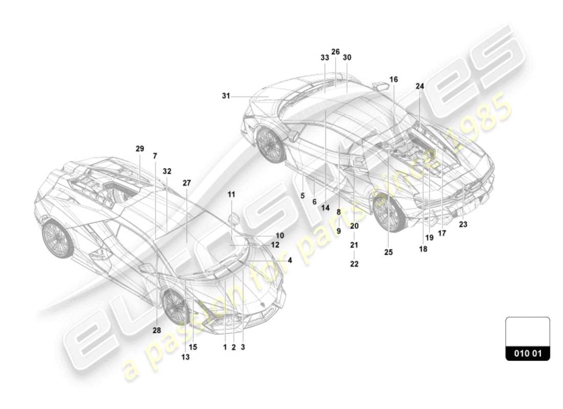 lamborghini revuelto coupe (2024) señales/avisos diagrama de piezas