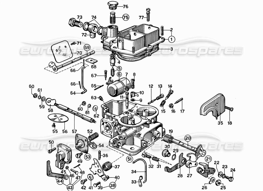 ferrari 365 gt 2+2 (mechanical) diagrama de piezas del carburador weber (40 dfi-5)