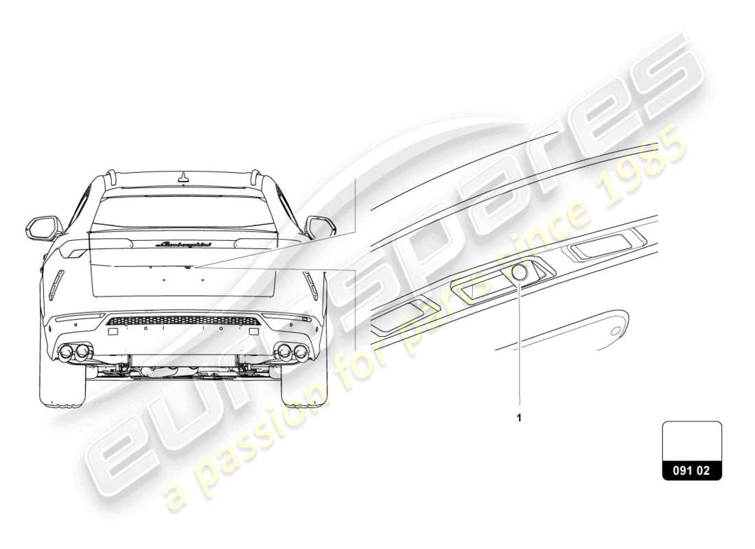 lamborghini urus s (accessories) kit de retrofit para cámara de marcha atrás diagrama de piezas