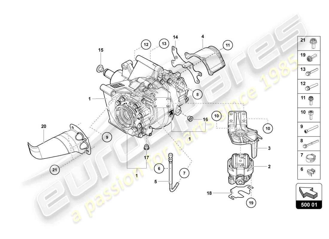 lamborghini ultimae roadster (2022) diferencial trasero diagrama de piezas