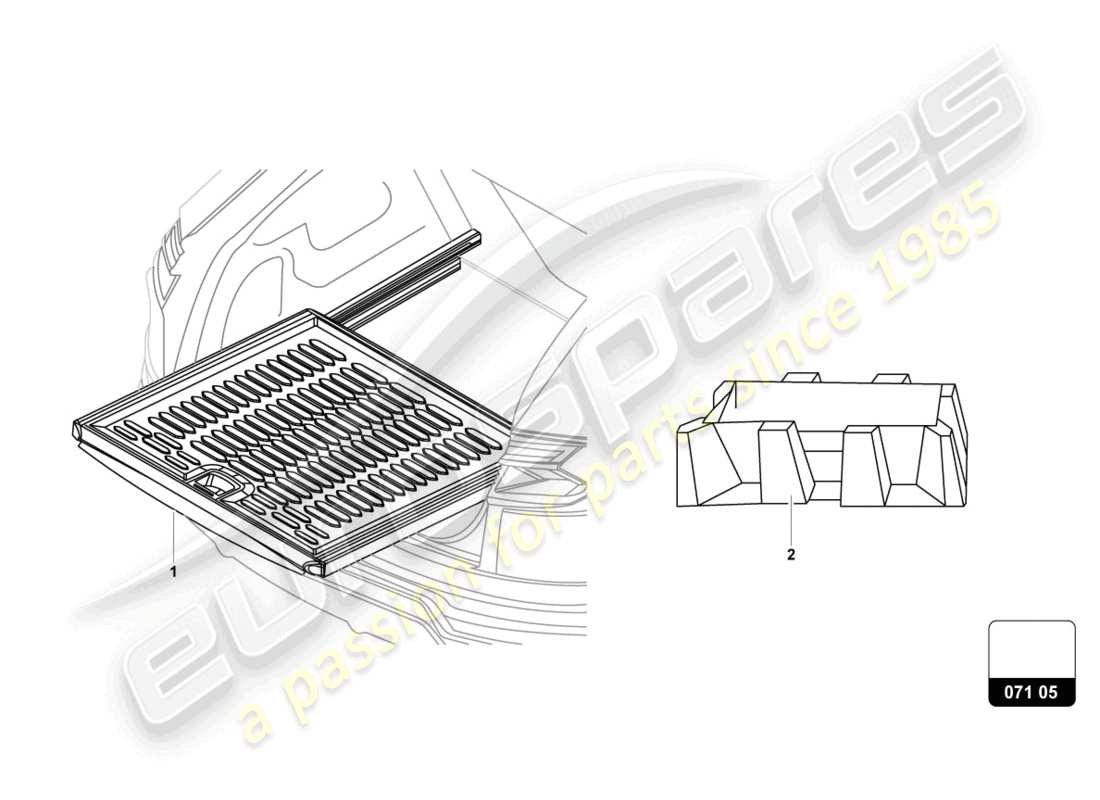 lamborghini urus s (accessories) extensión para piso de maletero esquema de piezas