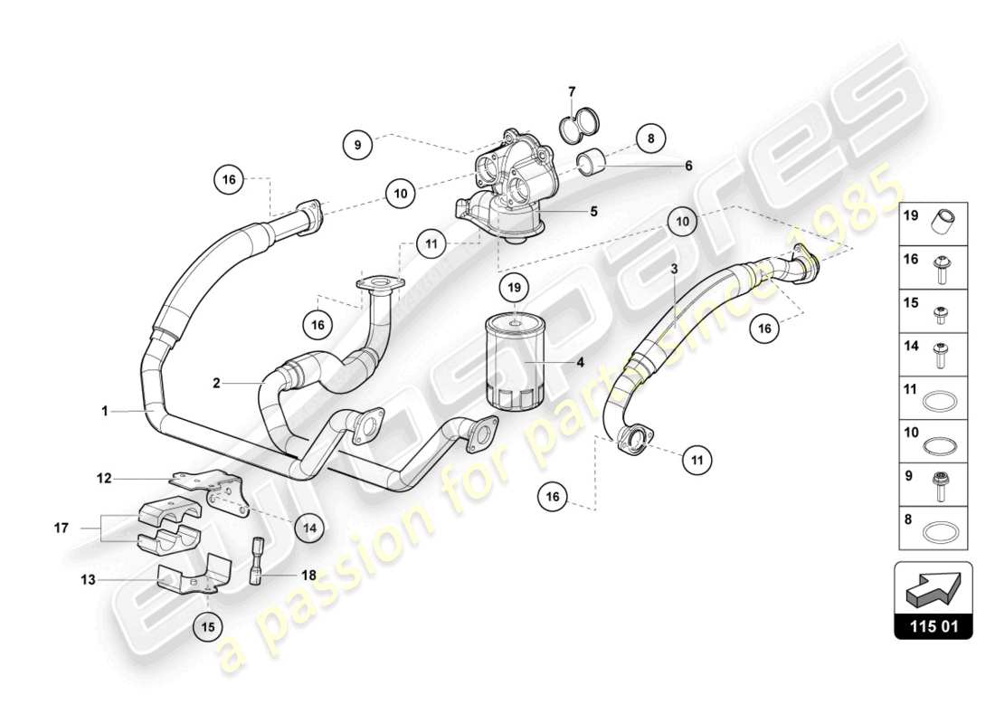 lamborghini ultimae (2022) diagrama de piezas del filtro de aceite