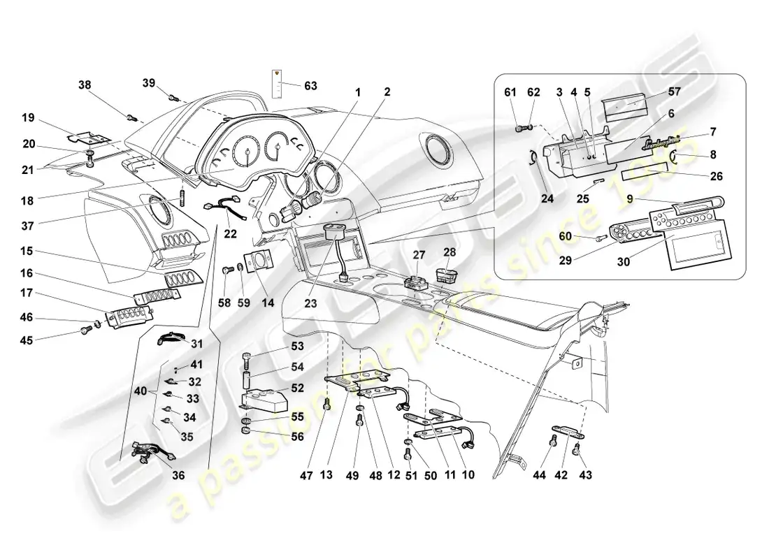 lamborghini murcielago roadster (2006) panel diagrama de piezas