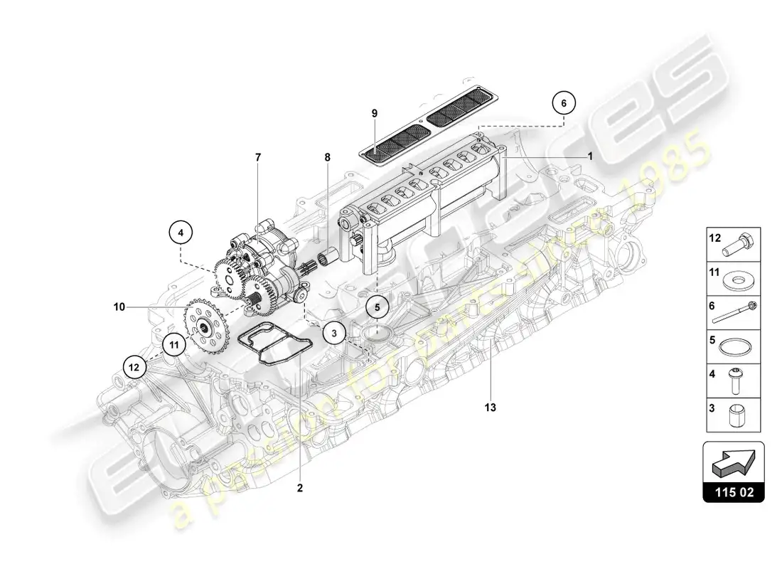 lamborghini lp700-4 coupe (2013) bomba de aceite diagrama de piezas