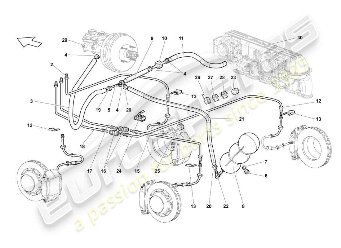 lamborghini reventon diagrama de piezas del tubo de freno
