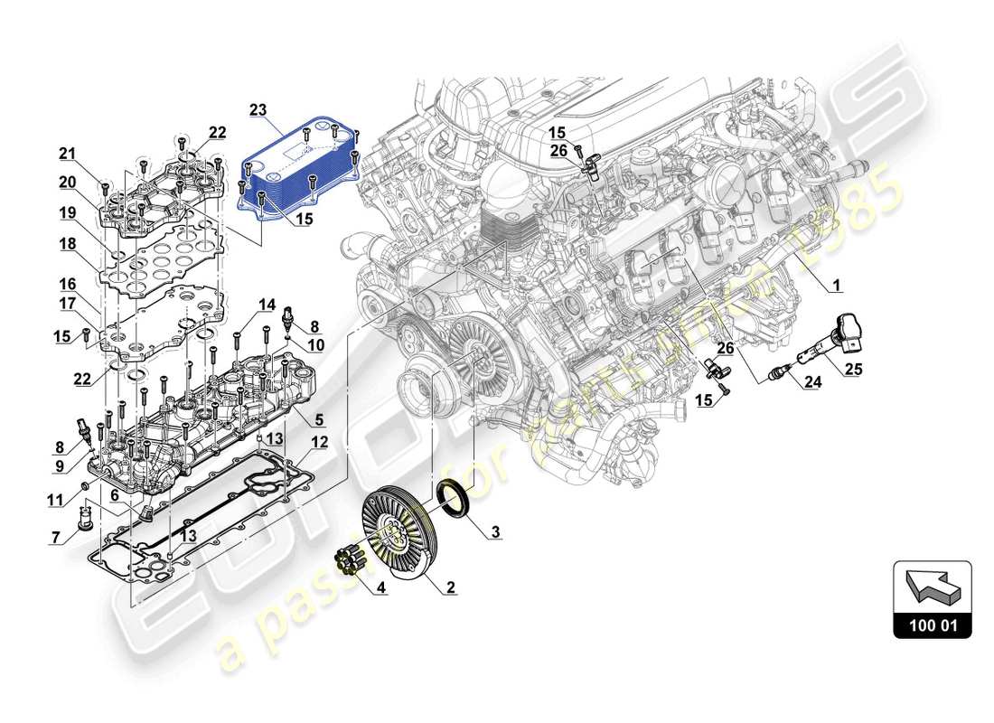 lamborghini 2018 (gt3 evo) diagrama de piezas del motor auxiliar