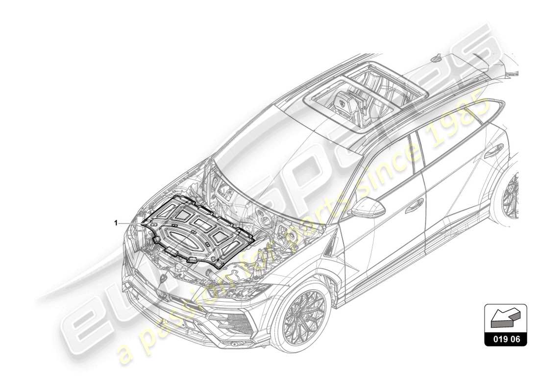 lamborghini urus s (accessories) diagrama de piezas de la cubierta del motor