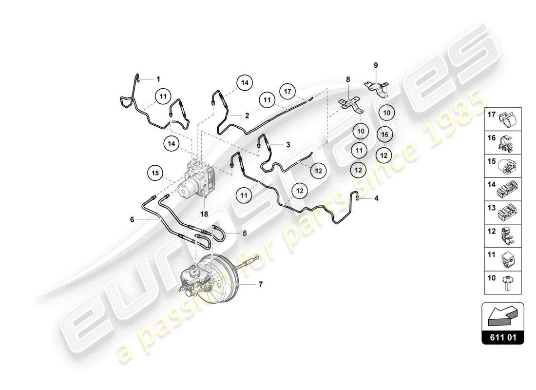 lamborghini sto (2022) diagrama de piezas de la línea de freno