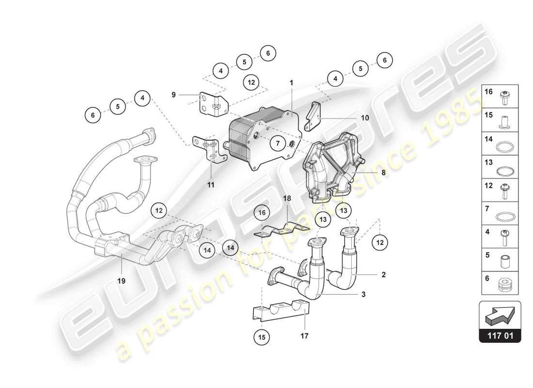 lamborghini ultimae (2022) diagrama de piezas del enfriador de aceite