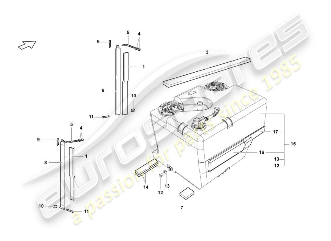 lamborghini reventon tanque de combustible con accesorios diagrama de piezas