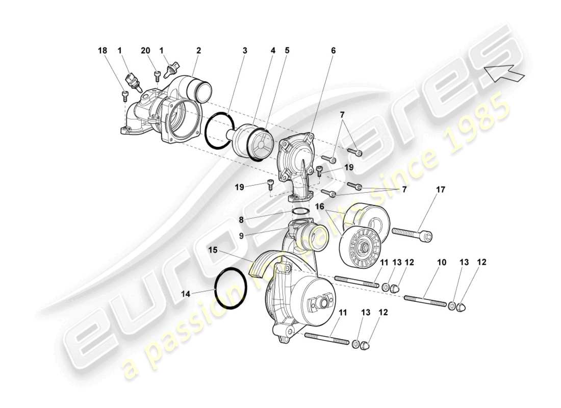 lamborghini reventon diagrama de piezas de la bomba de refrigerante