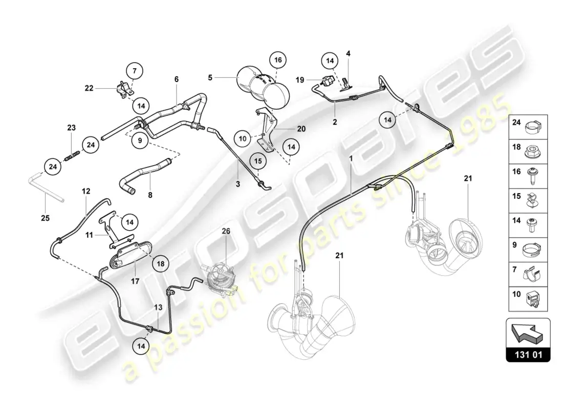 lamborghini lp700-4 roadster (2016) sistema de vacío diagrama de piezas