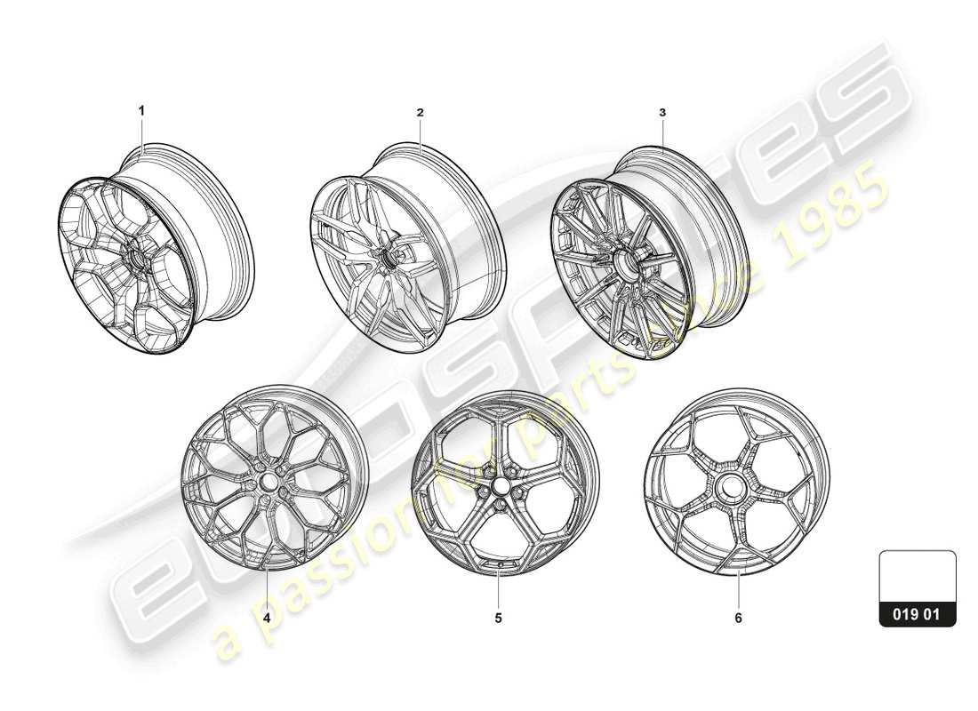 lamborghini huracan tecnica (accessories) diagrama de piezas de llanta de aluminio