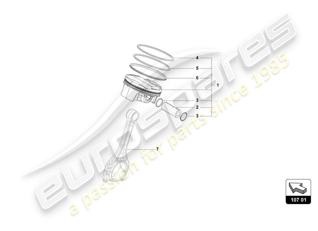 lamborghini countach lpi 800-4 (2022) diagrama de piezas del pistón