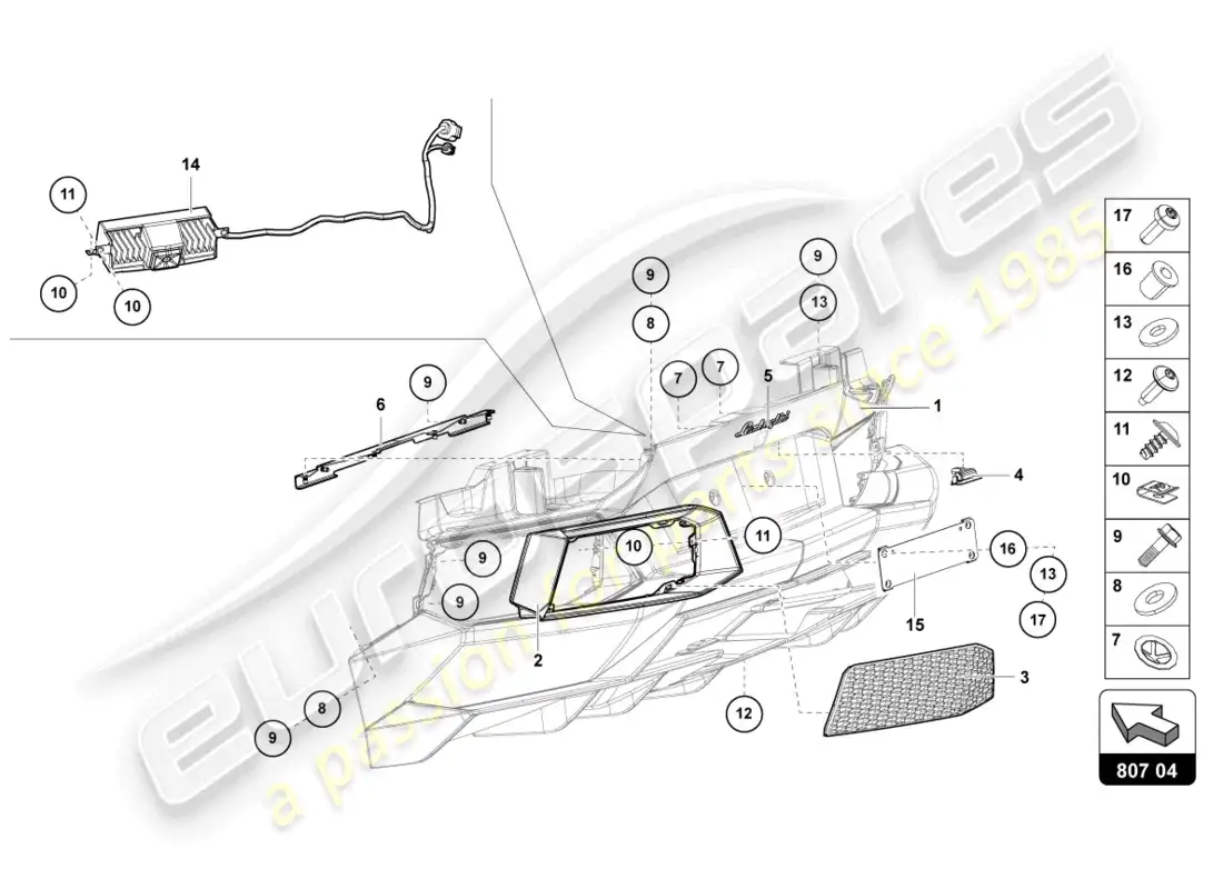 lamborghini lp700-4 coupe (2017) parachoques, completo diagrama de piezas