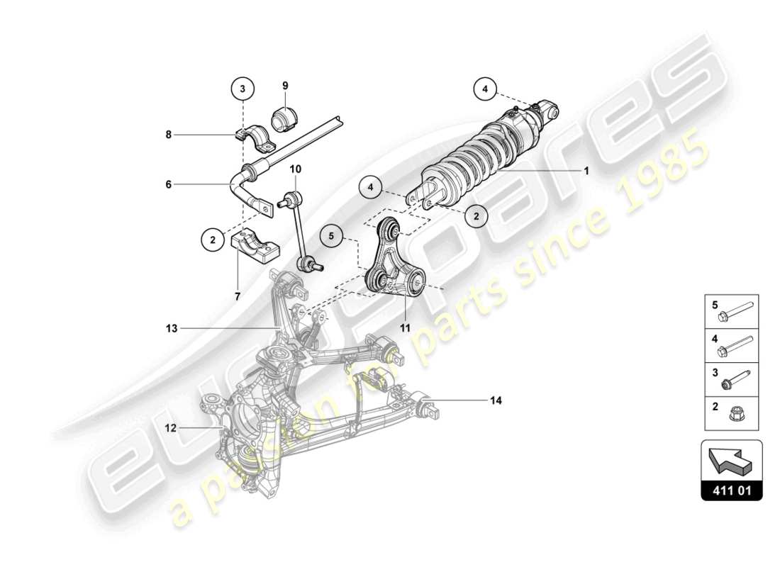 lamborghini ultimae (2022) amortiguadores delanteros diagrama de piezas