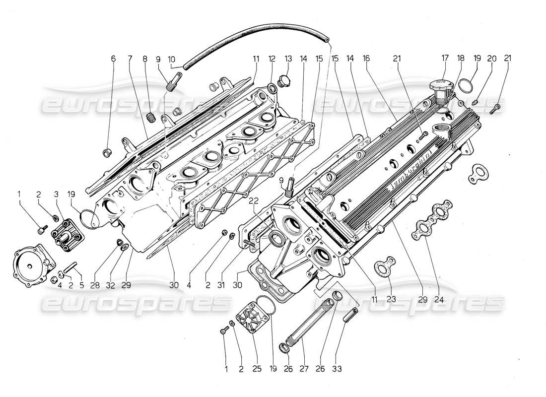 lamborghini jalpa 3.5 (1984) diagrama de piezas de culatas