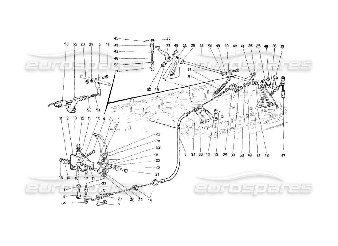 ferrari 512 bb diagrama de piezas del control del acelerador