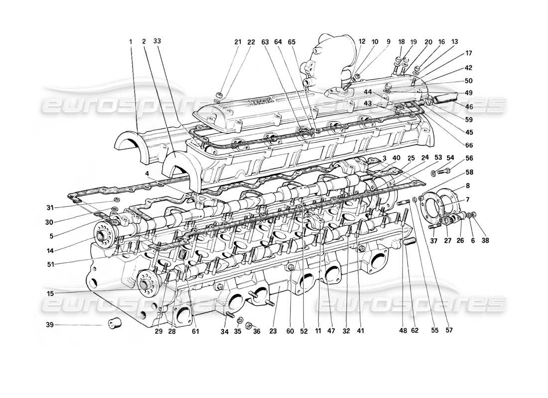 ferrari 400i (1983 mechanical) diagrama de piezas de la culata (izquierda)